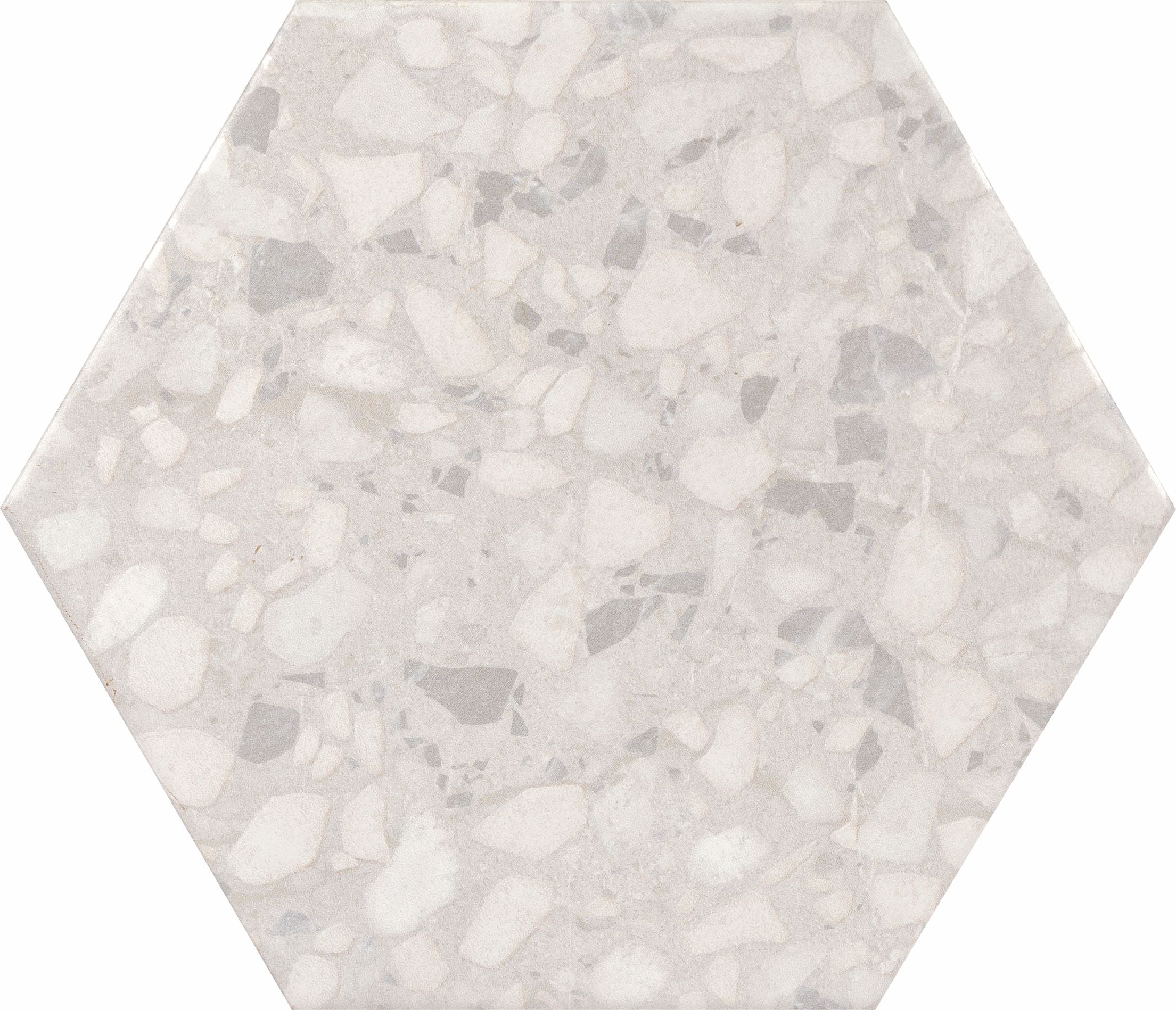 9x10 Hexagon White Terrazzo porcelain tile - Industry Tile